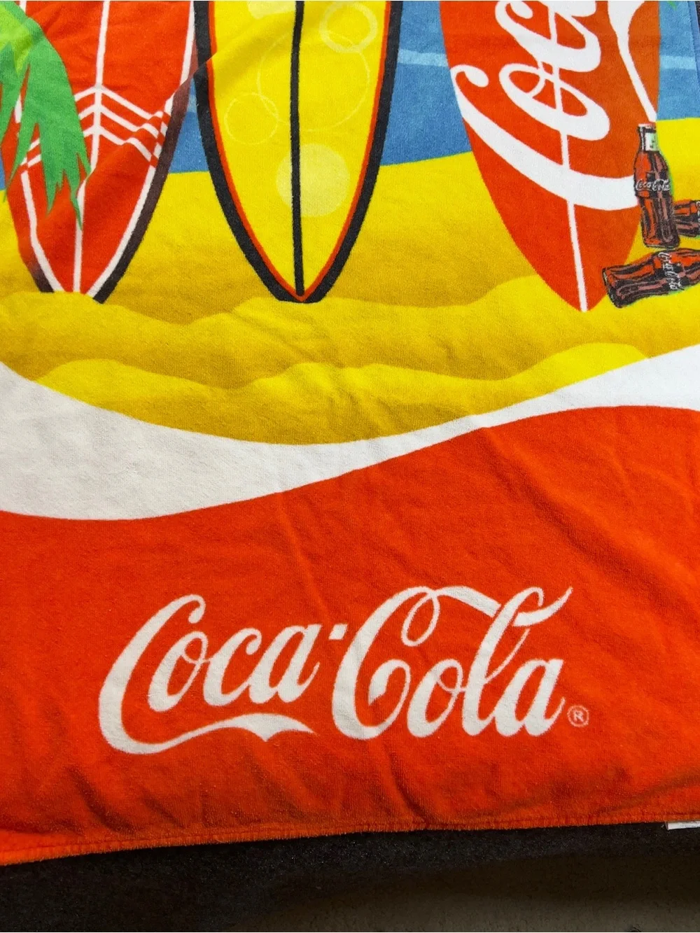 Vintage Coca-Cola Surfboard Beach Towel Tropical Summer Coke 63x27 Cotton
